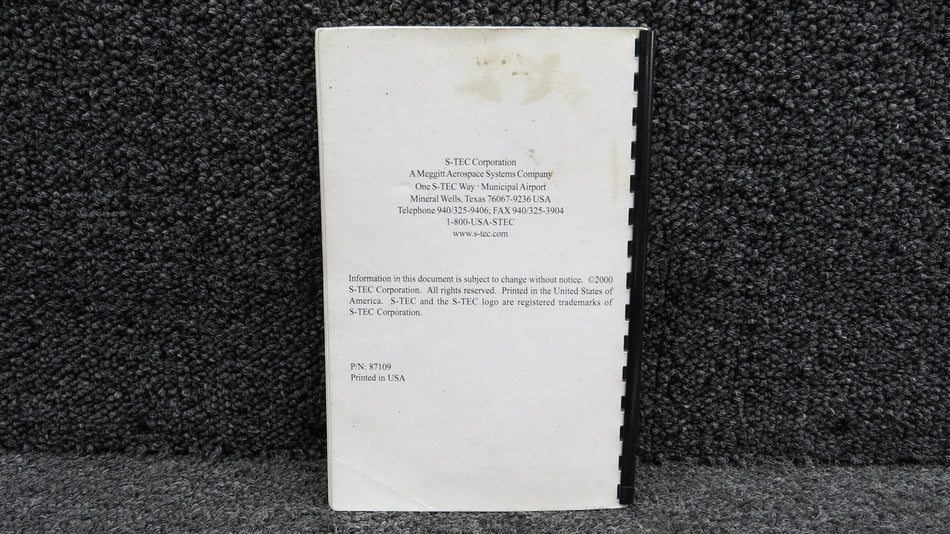 87109 S-Tec System Fifty-Five X Autopilot Pilot’s Operating Handbook (2000)