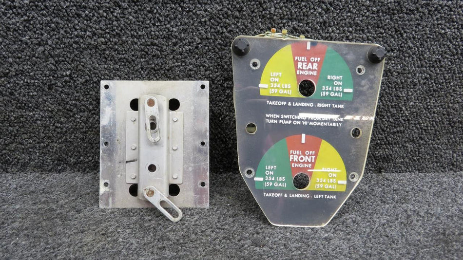 Cessna Aircraft Parts 1516211-4, 1516211-9 Cessna 337G  Fuel Selector Placard with Back Plate