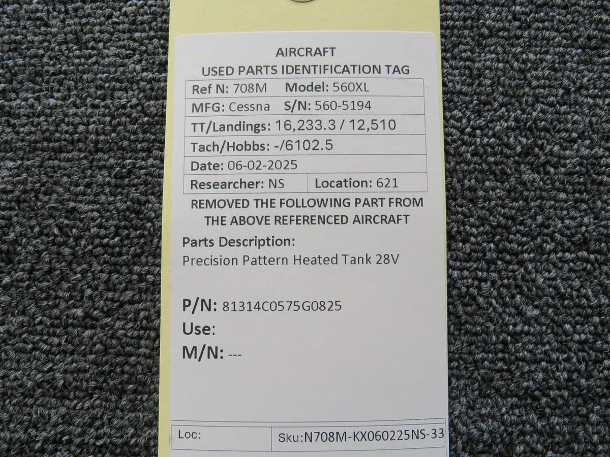 Precision 81314C0575G0825 Precision Pattern Heated Tank 28V