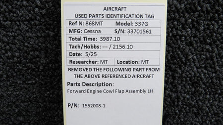 Cessna Aircraft Parts 1552008-1 Cessna 337G Forward Engine Cowl Flap Assembly LH