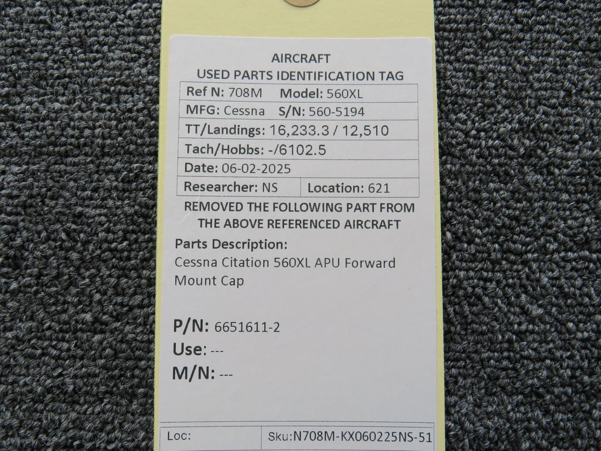 Cessna Citation 6651611-2 Cessna Citation 560XL APU Forward Mount Cap