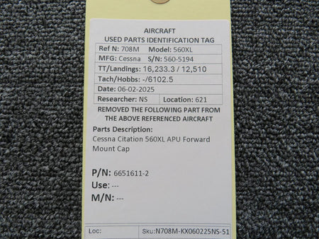 Cessna Citation 6651611-2 Cessna Citation 560XL APU Forward Mount Cap