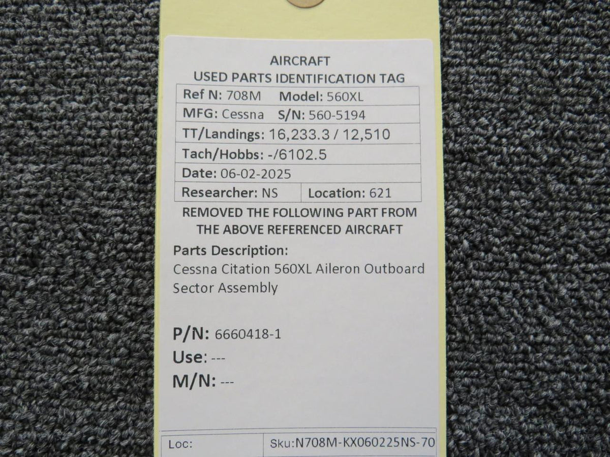 Cessna Citation 6660418-1 Cessna Citation 560XL Aileron Outboard Sector Assembly