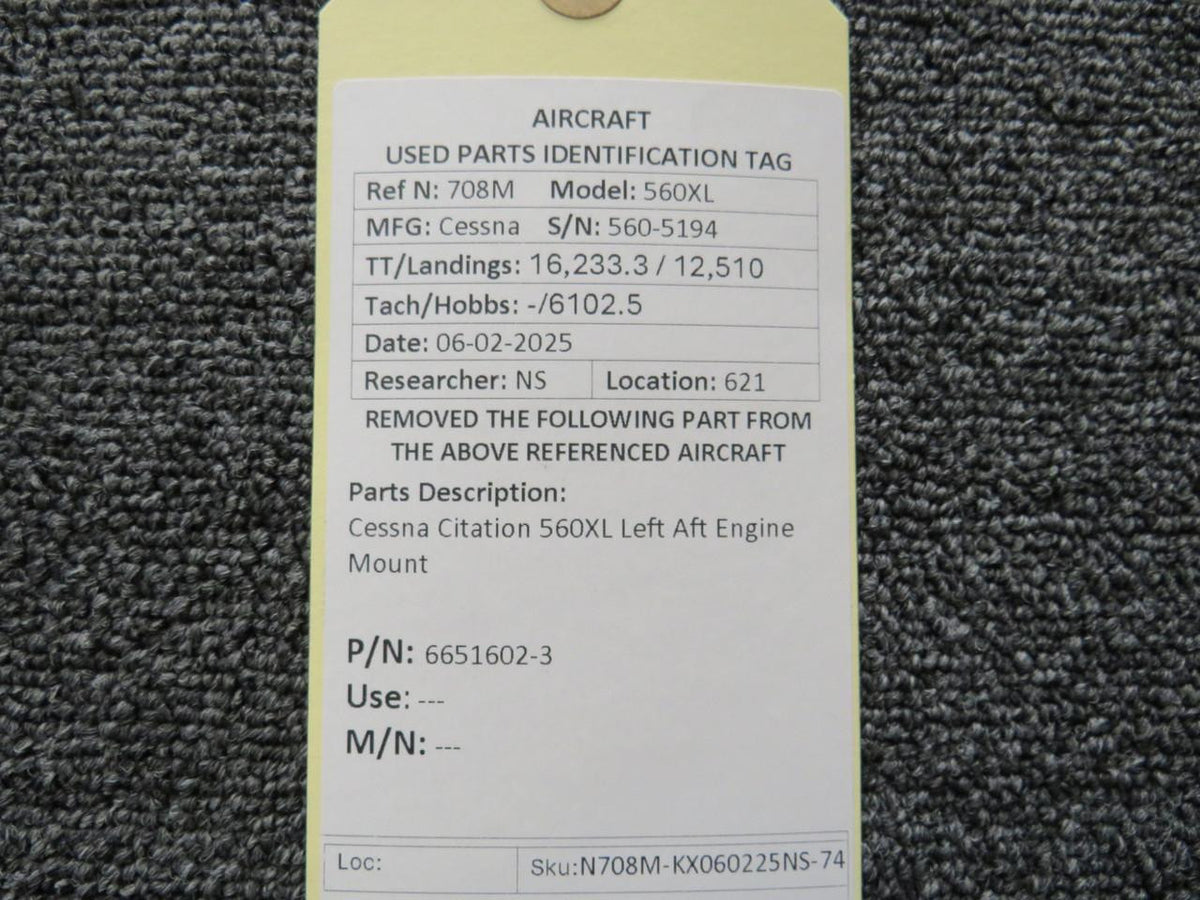 Cessna Citation 6651602-3 Cessna Citation 560XL Left Aft Engine Mount