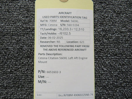 Cessna Citation 6651602-3 Cessna Citation 560XL Left Aft Engine Mount