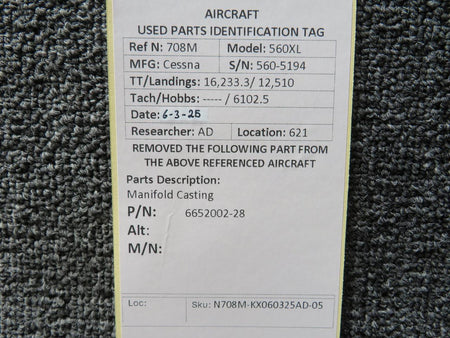 Cessna Citation 6652002-28 Cessna Citation 560XL Manifold Casting