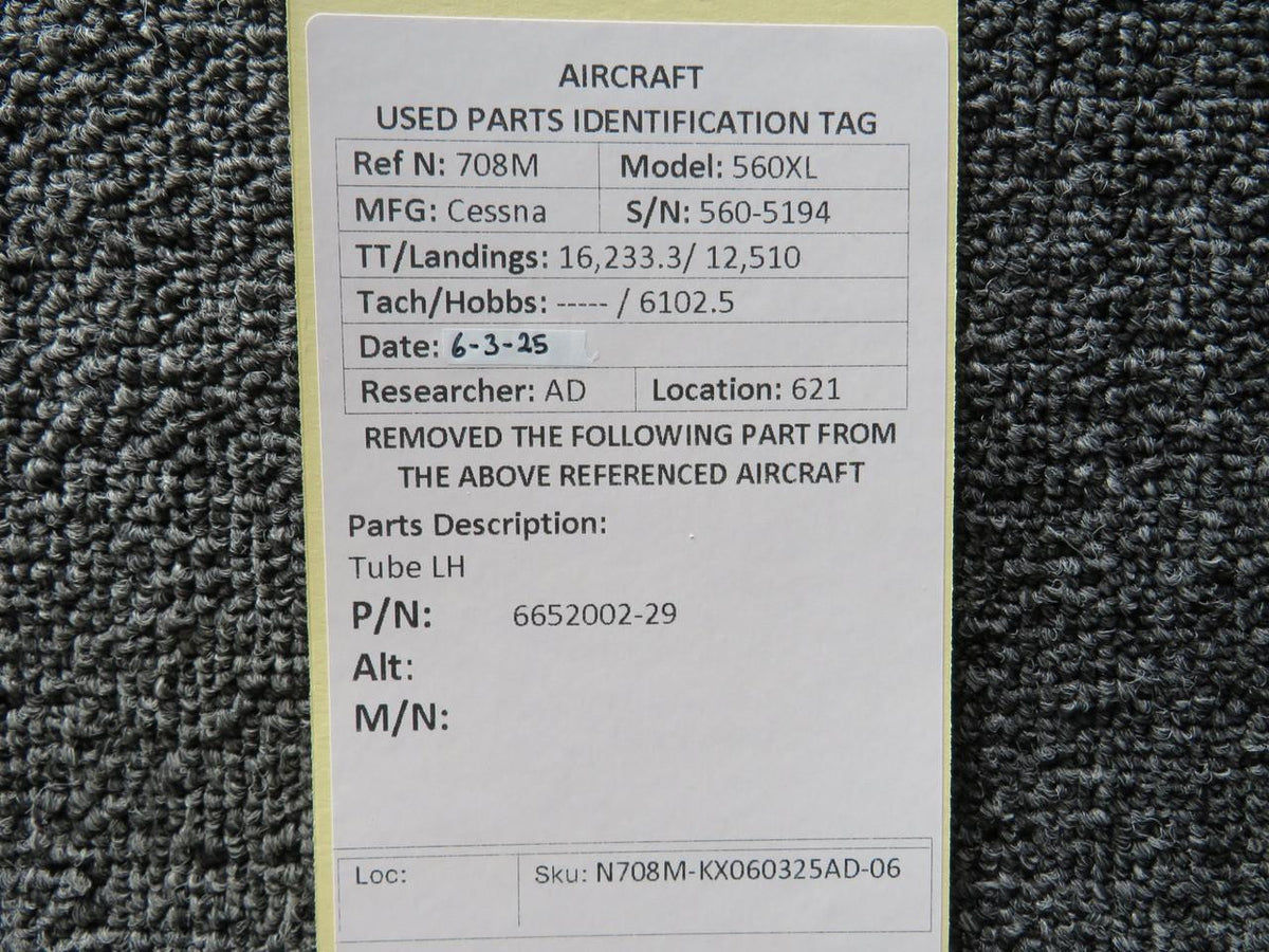 Cessna Citation 6652002-29 Cessna Citation 560XL Tube LH