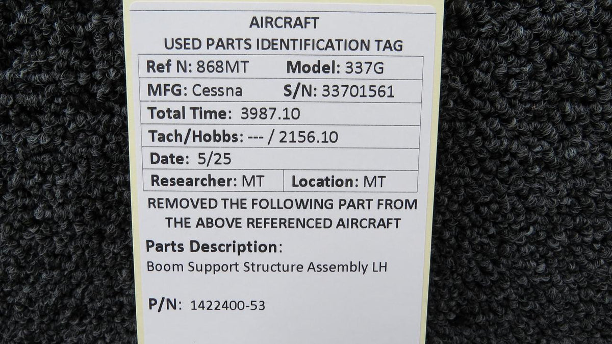 Cessna Aircraft Parts 1422400-53 Cessna 337G Boom Support Structure Assembly LH