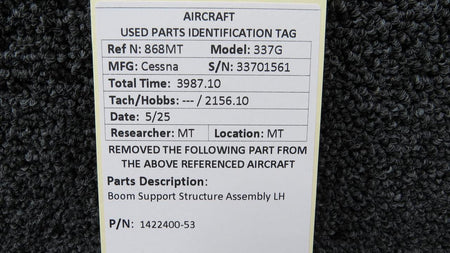 Cessna Aircraft Parts 1422400-53 Cessna 337G Boom Support Structure Assembly LH