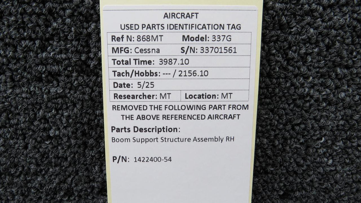 Cessna Aircraft Parts 1422400-54 Cessna 337G Boom Support Structure Assembly RH