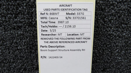 Cessna Aircraft Parts 1422400-54 Cessna 337G Boom Support Structure Assembly RH