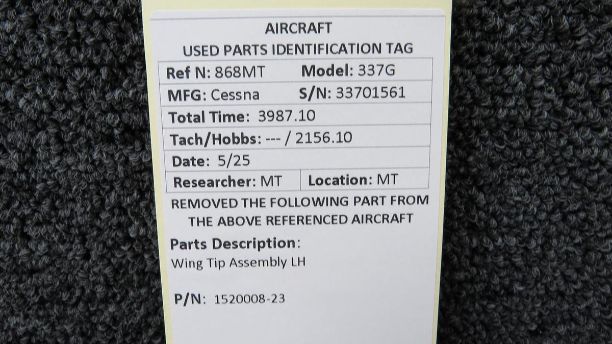 Cessna Aircraft Parts 1520008-23 Cessna 337G Wing Tip Assembly LH