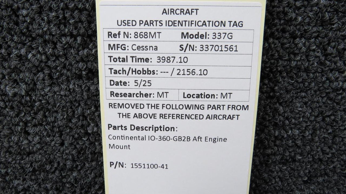 Continental Motors  1551100-41 Cessna 337G Continental IO-360-GB2B Aft Engine Mount