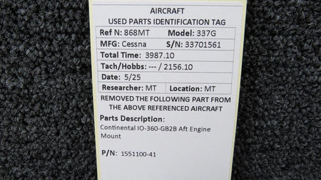 Continental Motors  1551100-41 Cessna 337G Continental IO-360-GB2B Aft Engine Mount