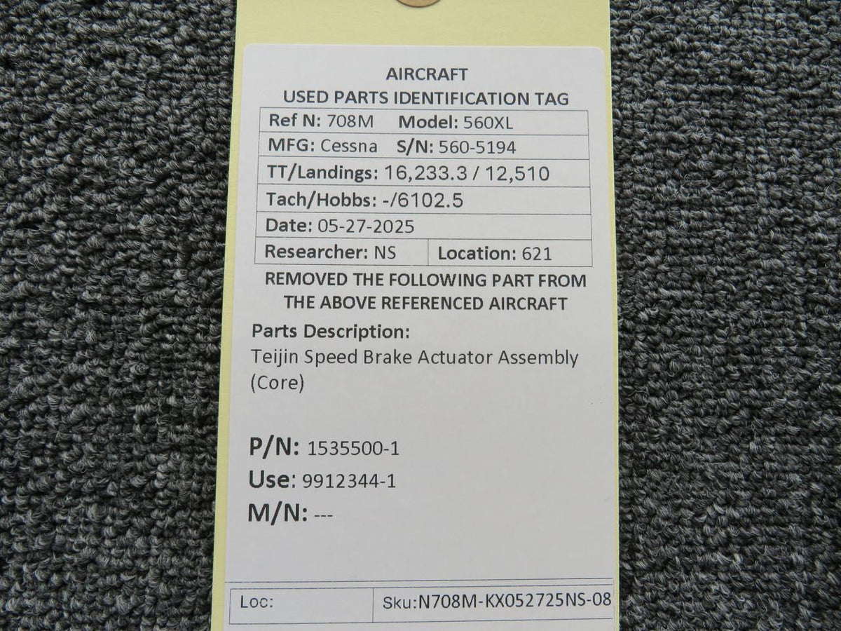 Teijin 1535500-1 (Alt: 9912344-1) Teijin Speed Brake Actuator Assembly