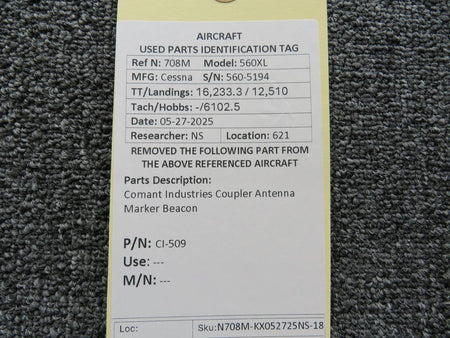 Comant Industries CI-509 Comant Industries Inc. Coupler Antenna Marker Beacon