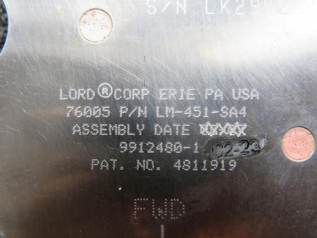 Lord LM-451-SA4 (Alt: 9912480-1) Lord 76005 Forward Engine Isolator Mount RH