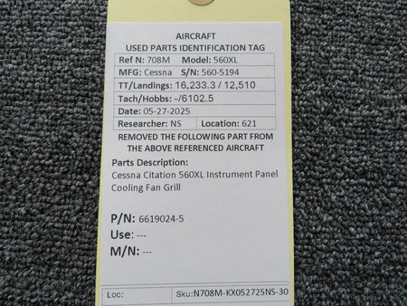 Cessna Citation 6619024-5 Cessna Citation 560XL Instrument Panel Cooling Fan Grill