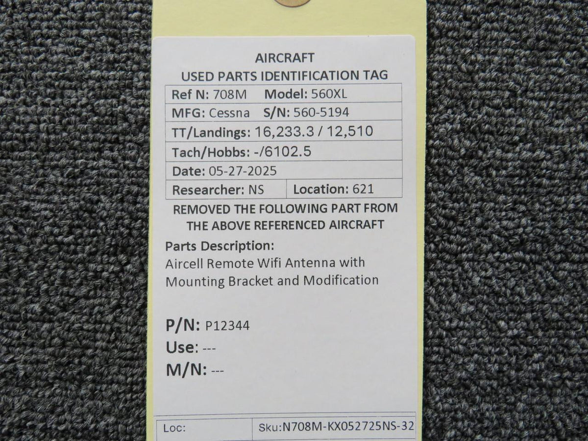 Aircell P12344 Aircell Remote Wifi Antenna with Mounting Bracket and Modification
