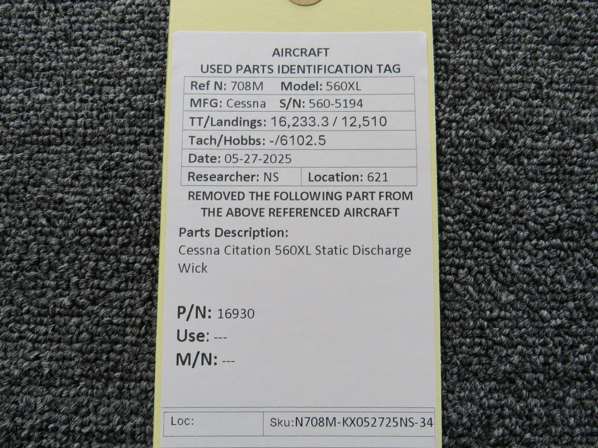 Cessna Citation 16930 Cessna Citation 560XL Static Discharge Wick
