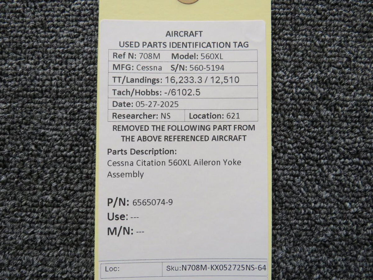 Cessna Citation 6565074-9 Cessna Citation 560XL Aileron Yoke Assembly