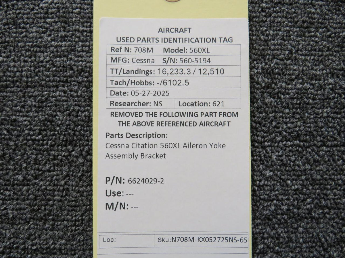 Cessna Citation 6624029-2 Cessna Citation 560XL Aileron Yoke Assembly Bracket