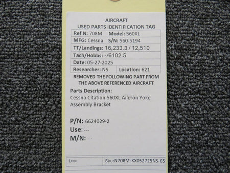 Cessna Citation 6624029-2 Cessna Citation 560XL Aileron Yoke Assembly Bracket