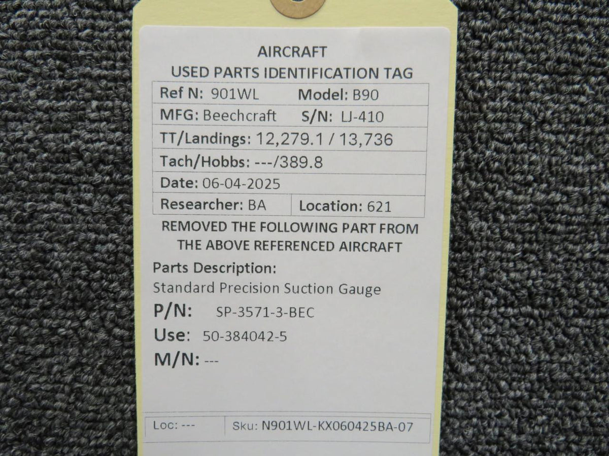 Standard Precision SP-3571-3-BEC (Alt: 50-384042-5) Standard Precision Suction Gauge