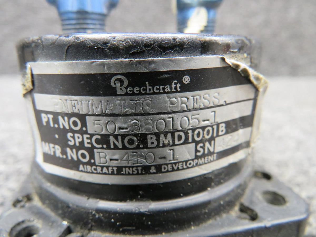 Beechcraft Parts B-410-1 (Alt: 50-380105-1) Beechcraft Pneumatic Pressure Gauge (Cloudy Screen)