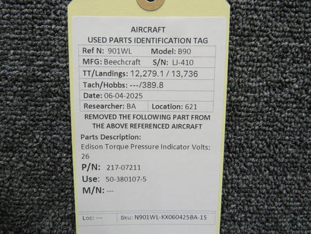 Edison 217-07211 (Alt: 50-380107-5) Edison Torque Pressure Indicator Volts: 26