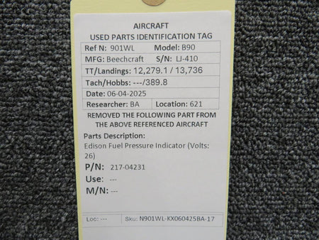 Edison 217-04231 Edison Fuel Pressure Indicator (Volts: 26)