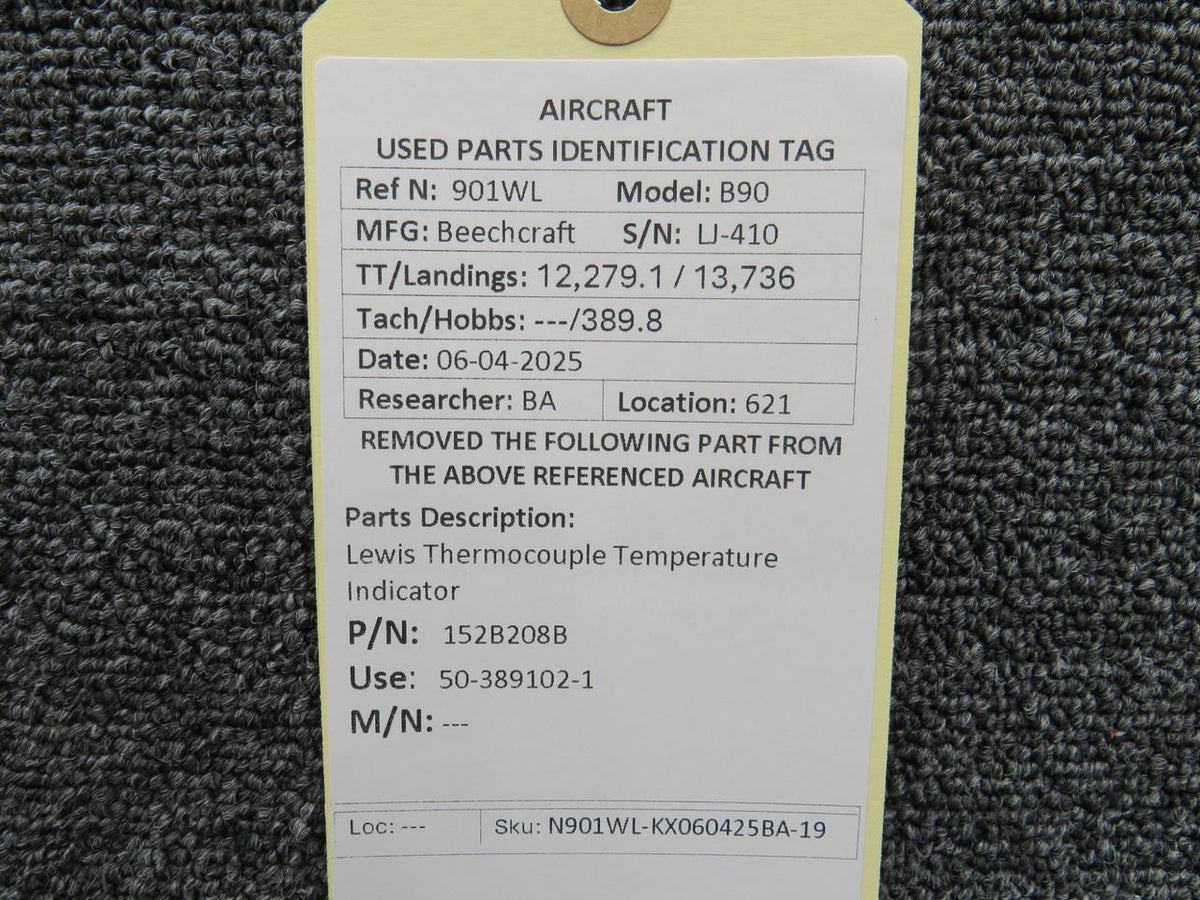Lewis 152B208B (Alt: 50-389102-1) Lewis Thermocouple Temperature Indicator