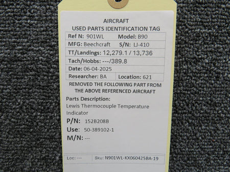 Lewis 152B208B (Alt: 50-389102-1) Lewis Thermocouple Temperature Indicator