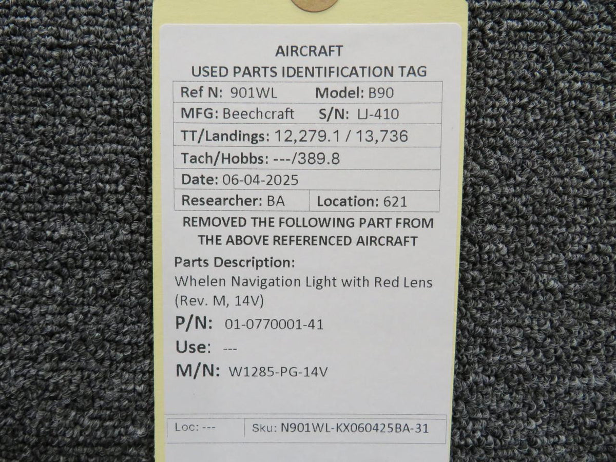 Whelen 01-0770001-41 Whelen W1285-PG-14V Navigation Light with Red Lens (Rev. M, 14V)