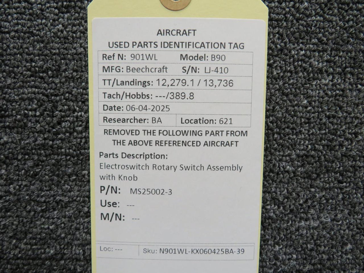 Electroswitch MS25002-3 Electroswitch Rotary Switch Assembly with Knob