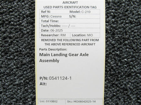 Cessna Aircraft Parts 0541124-1 Cessna C-210 Main Landing Gear Axle Assembly