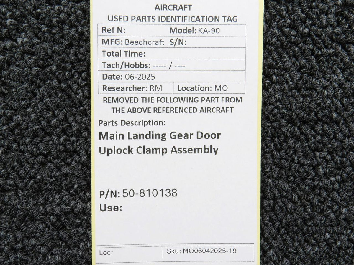 Beechcraft Parts 50-810138 Beechcraft KA-90 Main Landing Gear Door Uplock Clamp Assembly