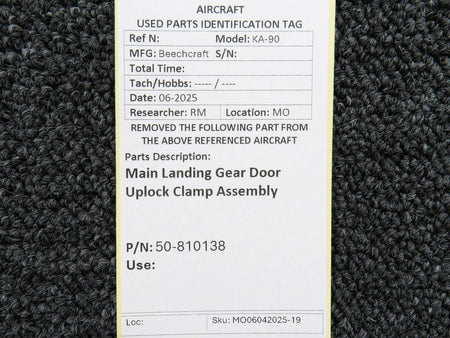 Beechcraft Parts 50-810138 Beechcraft KA-90 Main Landing Gear Door Uplock Clamp Assembly
