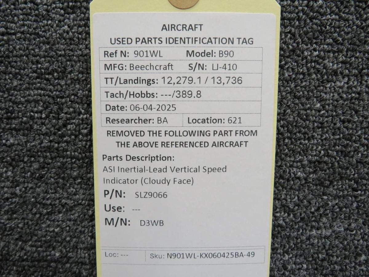 ASI  SLZ9066 ASI D3WB Inertial-Lead Vertical Speed Indicator (Cloudy Face)