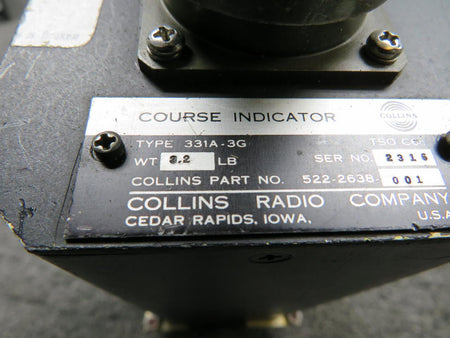 Collins 522-2638-001 Collins Radio 331A-3G Course Selector Indicator