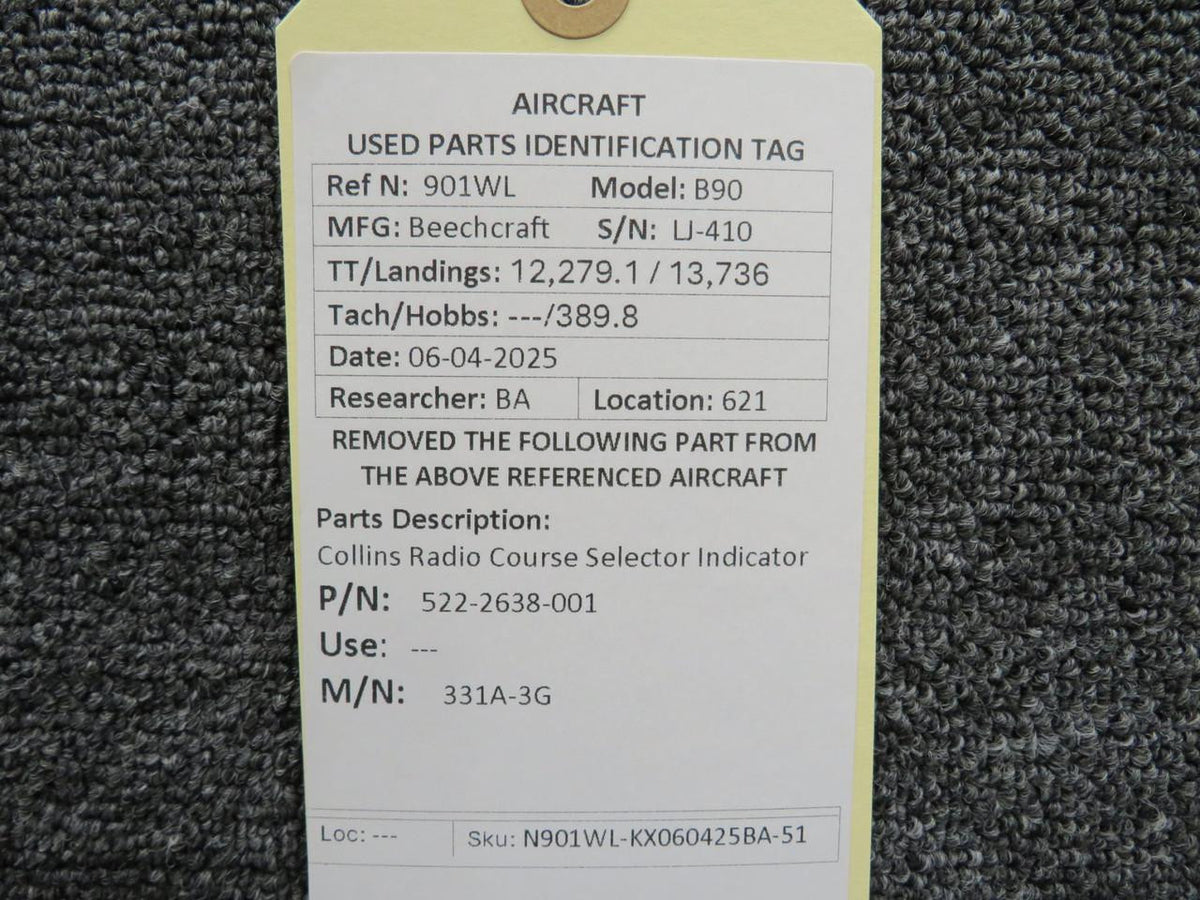 Collins 522-2638-001 Collins Radio 331A-3G Course Selector Indicator