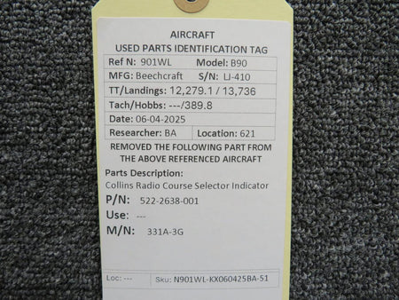 Collins 522-2638-001 Collins Radio 331A-3G Course Selector Indicator