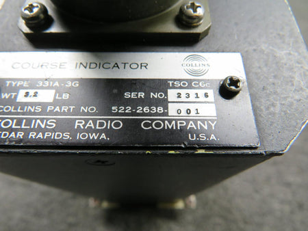 Collins 522-2638-001 Collins Radio 331A-3G Course Selector Indicator