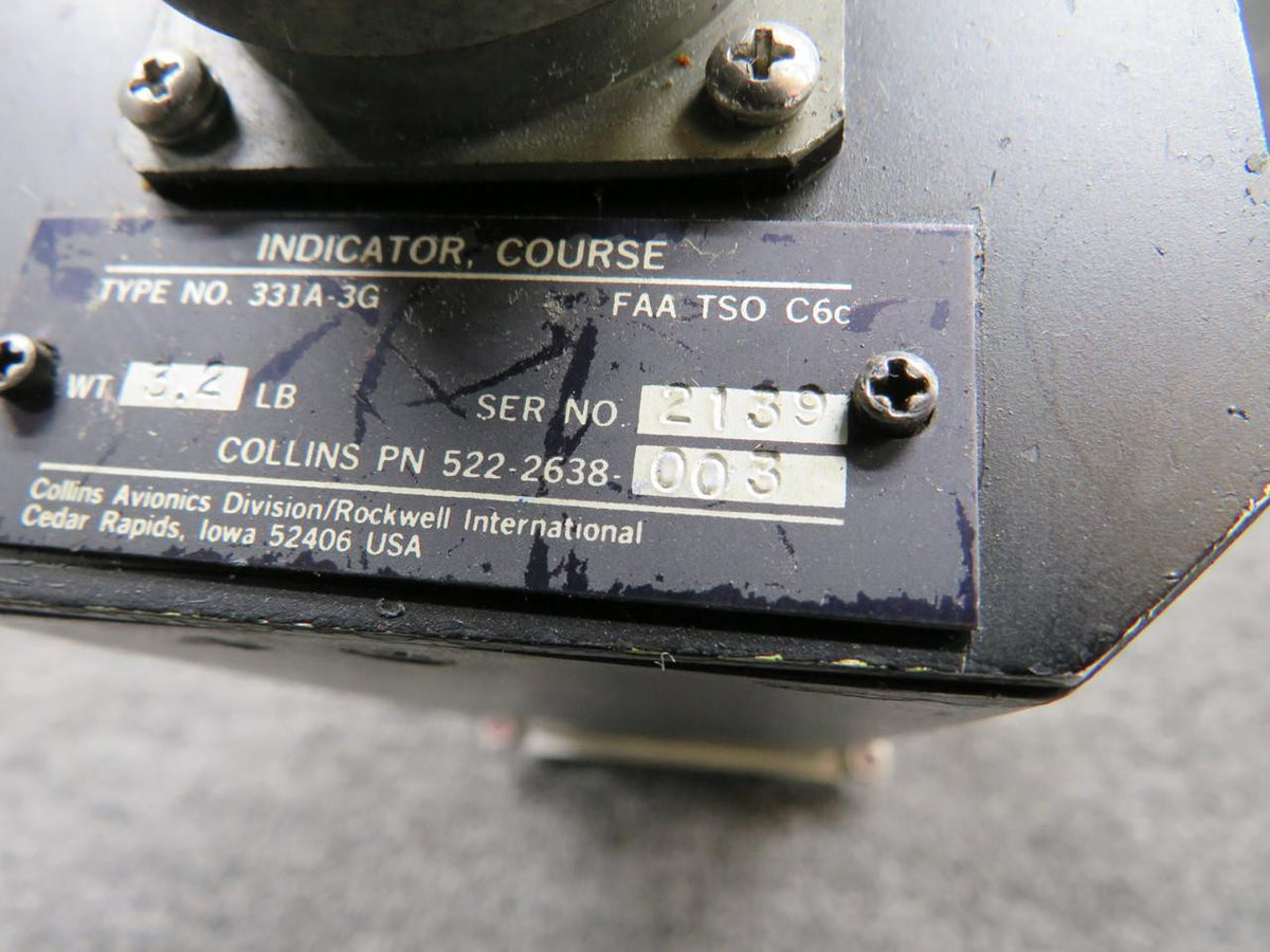 Collins 522-2638-003 Collins Radio 331A-3G Course Selector Indicator