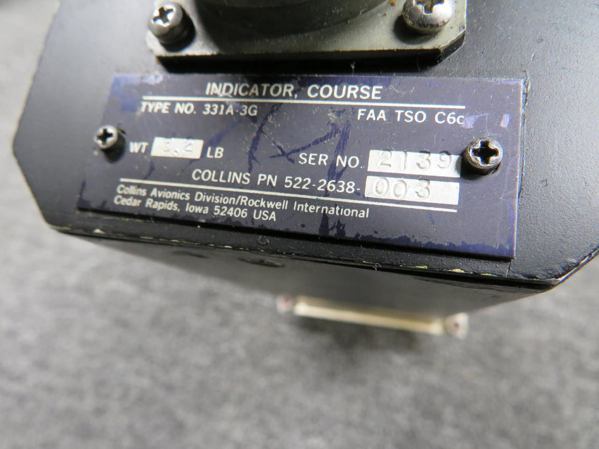 Collins 522-2638-003 Collins Radio 331A-3G Course Selector Indicator