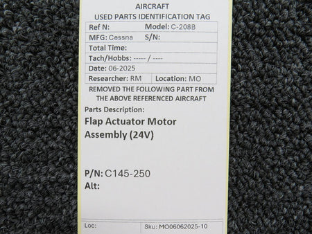 Cessna Aircraft Parts C145-250 Cessna C-208B Flap Actuator Motor Assembly (24V)