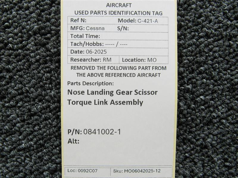 Cessna Aircraft Parts 0841002-1 Cessna C-421-A Nose Landing Gear Scissor Torque Link Assembly