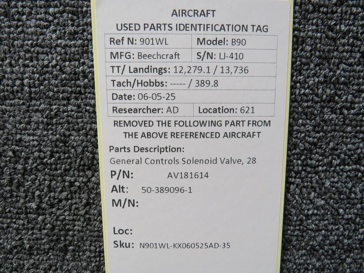 General Controls AV181614 (Alt: 50-389096-1) General Controls Solenoid Valve 28V