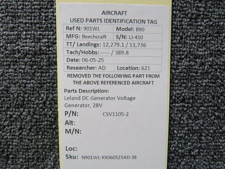 Leland Airborne Products CSV1105-2 Leland DC Generator Voltage Generator 28V