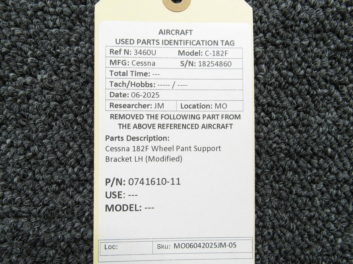 Cessna Aircraft Parts 0741610-11 Cessna 182F Wheel Pant Support Bracket LH (Modified)